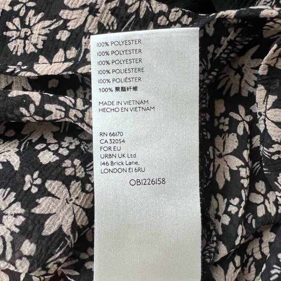 FreePeople Serena Black Floral Blouse Sheer Button Up Ditzy Cottage Witch Size M - Picture 14 of 16